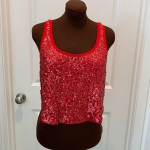 Express Cropped Sequin Tank Top Size S